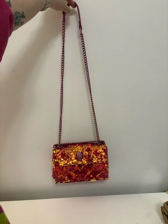 Kurt Geiger Pink and Gold Sequin Chain Crossbody Bag - Picture 14 of 16